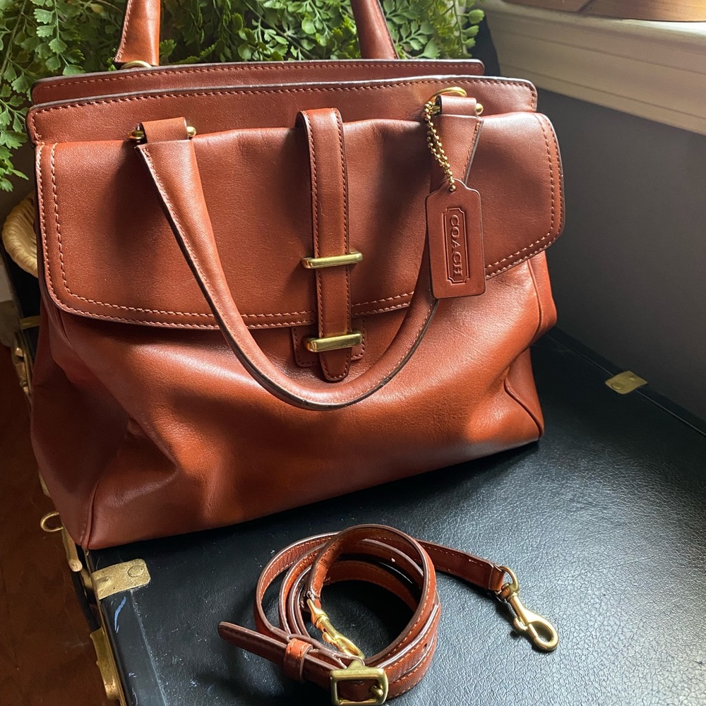 Vintage British Tan Legacy Tote Crossbody Satchel